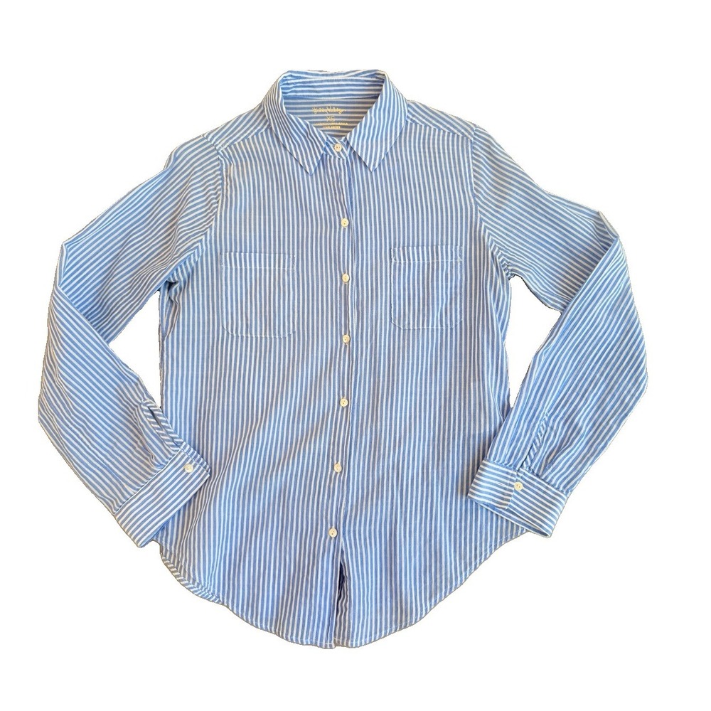 Lilly Pulitzer Button Down Striped Shirt Womens XS Blue Cotton Lightweight Beach